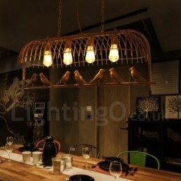Φωτιστικό κρεμαστό 4 Light Rustic Lodge Retro Birdcage με ατσάλινη απόχρωση