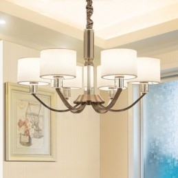 6 Light Modern Contemporary Κρυστάλλινος Πολυέλαιος με Υφασμάτινη Απόχρωση