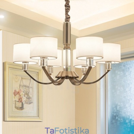 6 Light Modern Contemporary Κρυστάλλινος Πολυέλαιος με Υφασμάτινη Απόχρωση 6 Light Modern Contemporary Κρυστάλλινος Πολυέλαιος με Υφασμάτινη Απόχρωση