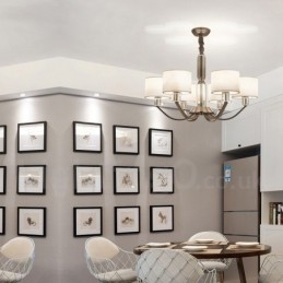 6 Light Modern Contemporary Κρυστάλλινος Πολυέλαιος με Υφασμάτινη Απόχρωση
