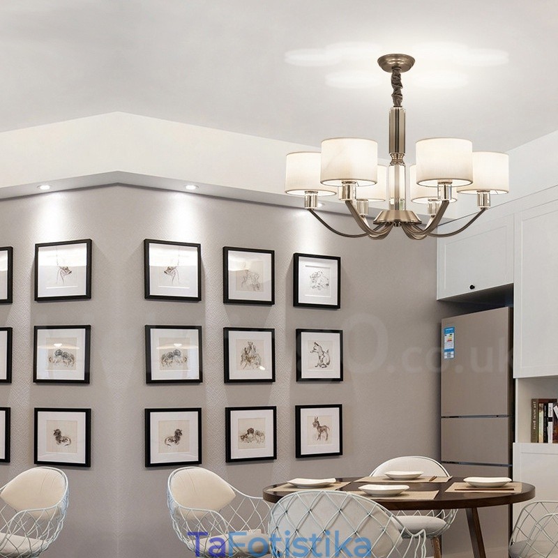 6 Light Modern Contemporary Κρυστάλλινος Πολυέλαιος με Υφασμάτινη Απόχρωση