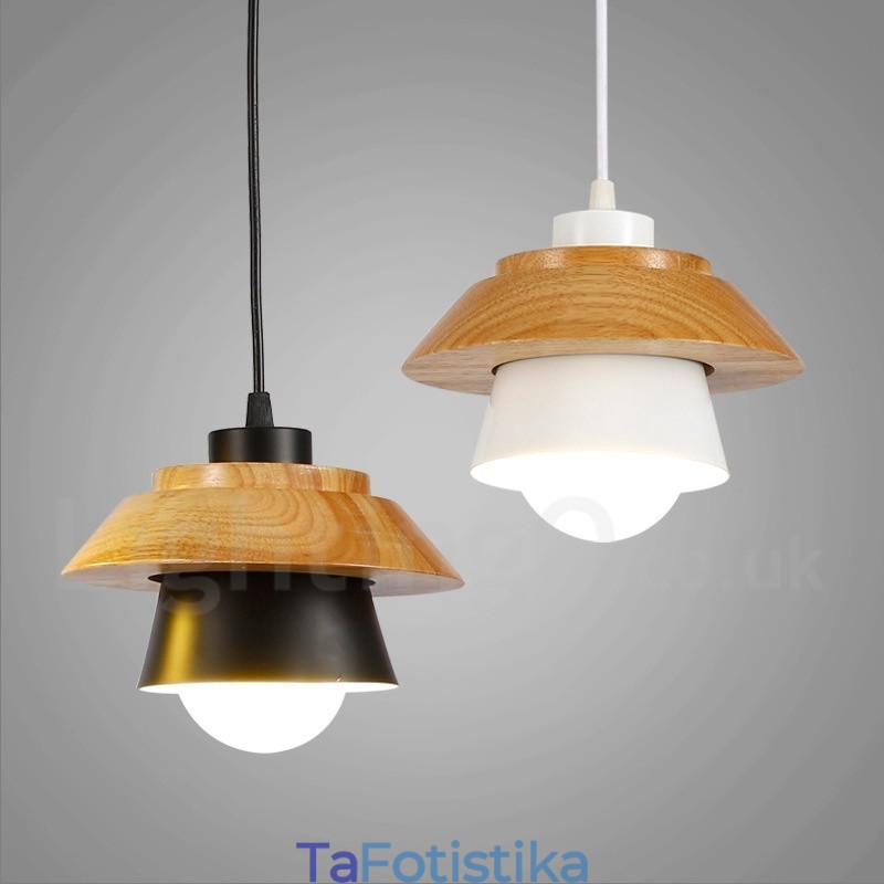 1 Ελαφρύ μοντέρνο μοντέρνο Ξύλινο κρεμαστό φωτιστικό με σκιά από κράμα αλουμινίου