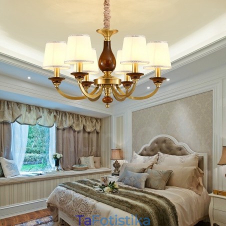 6 ελαφρύ ρετρό ρουστίκ πολυτελές ορειχάλκινο κρεμαστό φωτιστικό πολυέλαιος με γυάλινη σκιά