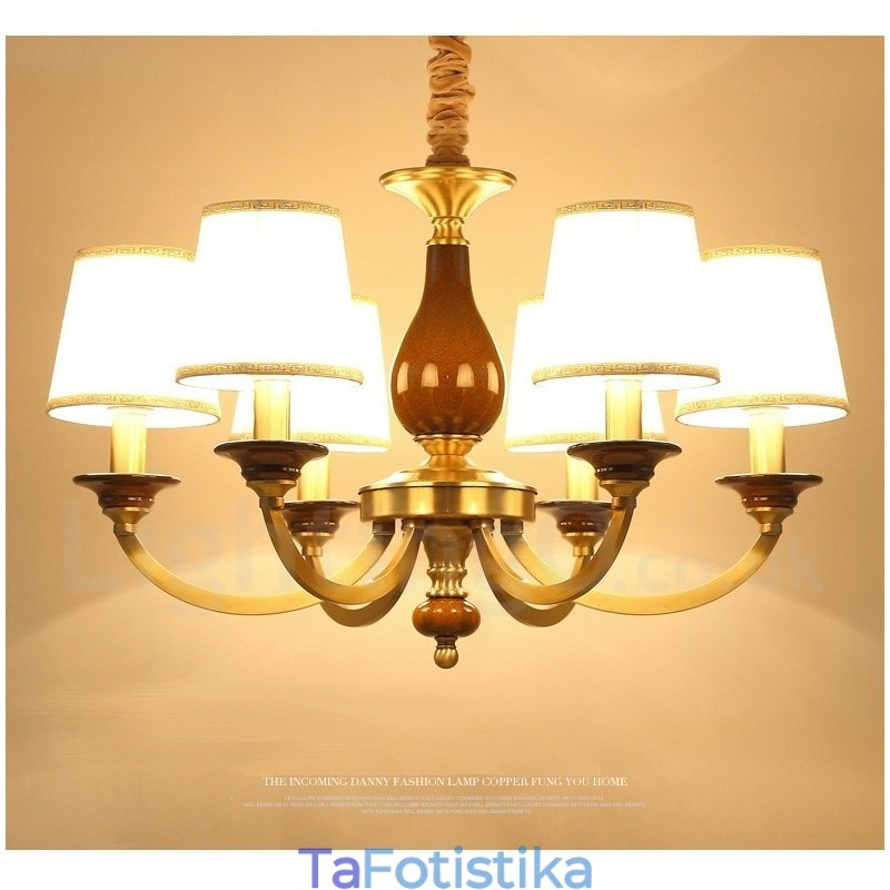 6 ελαφρύ ρετρό ρουστίκ πολυτελές ορειχάλκινο κρεμαστό φωτιστικό πολυέλαιος με γυάλινη σκιά