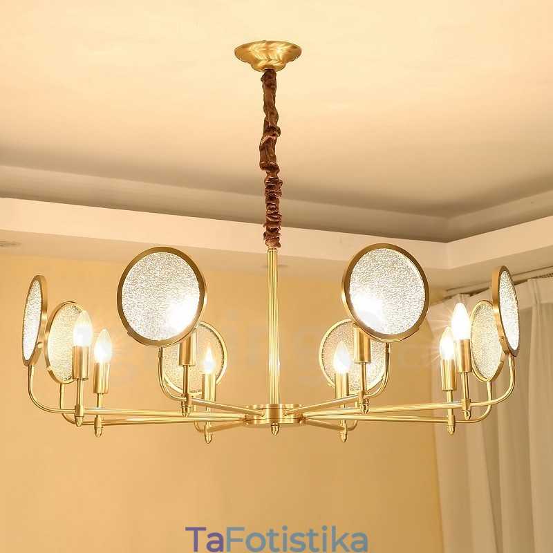 8 ελαφρύ ρετρό ρουστίκ πολυτελές ορειχάλκινο κρεμαστό φωτιστικό πολυέλαιος με γυάλινη σκιά