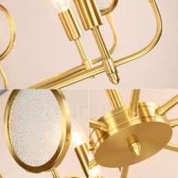 8 ελαφρύ ρετρό ρουστίκ πολυτελές ορειχάλκινο κρεμαστό φωτιστικό πολυέλαιος με γυάλινη σκιά