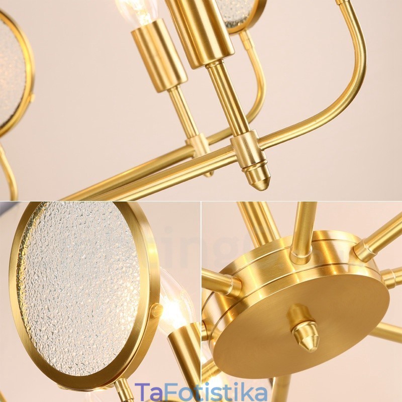 8 ελαφρύ ρετρό ρουστίκ πολυτελές ορειχάλκινο κρεμαστό φωτιστικό πολυέλαιος με γυάλινη σκιά