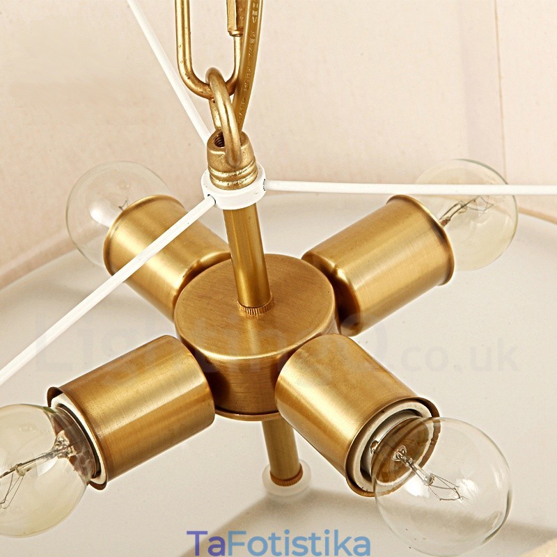 Πολυέλαιος κρεμαστός φωτιστικό 4 ελαφρύ τύμπανο Ρετρό Ρουστίκ πολυτελείας ορείχαλκου με υφασμάτινη σκιά