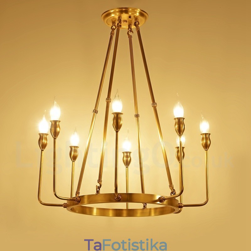 Πολυέλαιος 6 Light 8 Light Retro Rustic Πολυτελές ορειχάλκινο κρεμαστό φωτιστικό