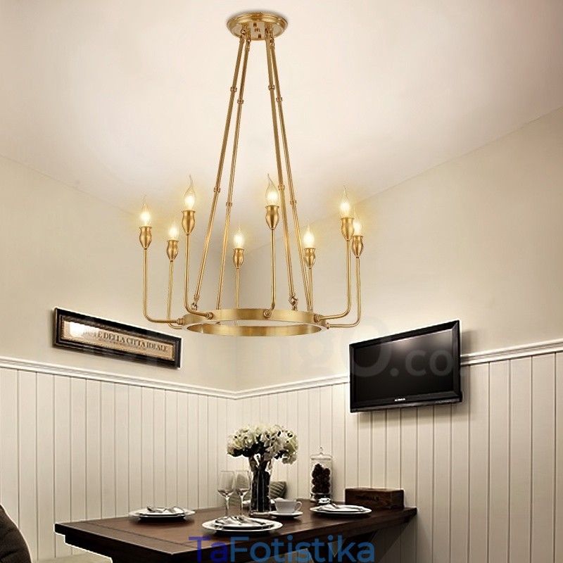 Πολυέλαιος 6 Light 8 Light Retro Rustic Πολυτελές ορειχάλκινο κρεμαστό φωτιστικό