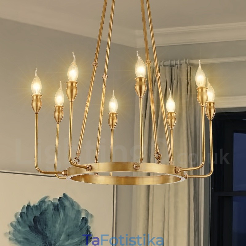 Πολυέλαιος 6 Light 8 Light Retro Rustic Πολυτελές ορειχάλκινο κρεμαστό φωτιστικό