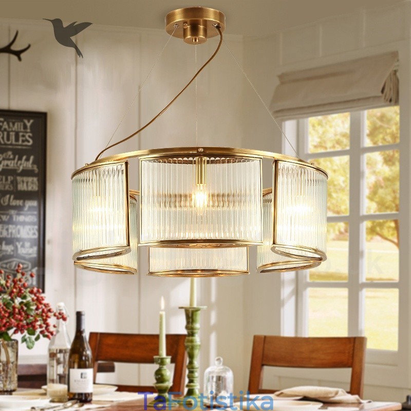 6 ελαφρύ ρετρό ρουστίκ πολυτελές ορειχάλκινο κρεμαστό φωτιστικό πολυέλαιος με γυάλινη σκιά