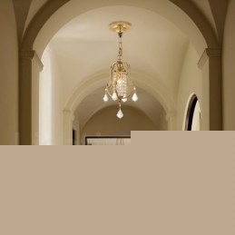 1 ελαφρύ ρετρό ρουστίκ πολυτελές ορειχάλκινο κρεμαστό φωτιστικό με κρυστάλλινη σκιά