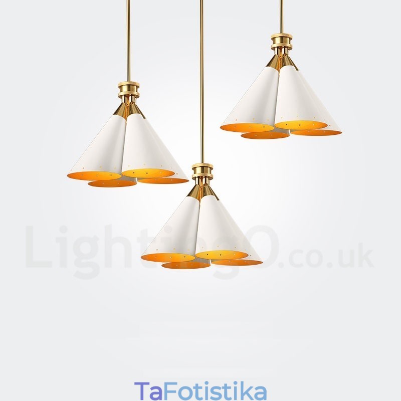 Πολυέλαιος κρεμαστός λαμπτήρας 4 ελαφρύ ρετρό ρουστίκ πολυτελές κράμα αλουμινίου με σκιά από κράμα αλουμινίου