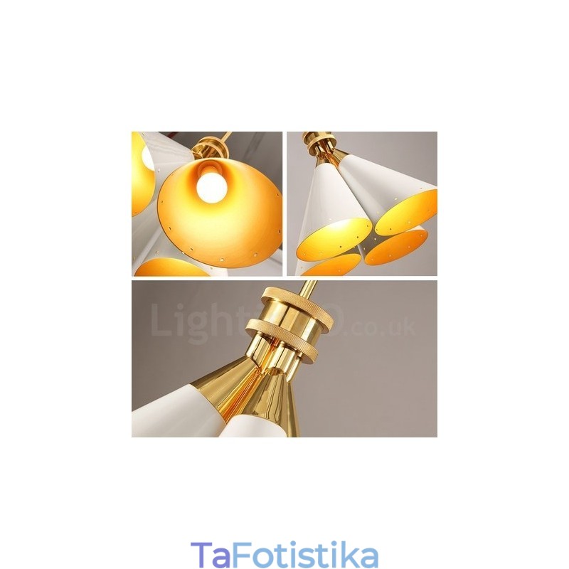 Πολυέλαιος κρεμαστός λαμπτήρας 4 ελαφρύ ρετρό ρουστίκ πολυτελές κράμα αλουμινίου με σκιά από κράμα αλουμινίου