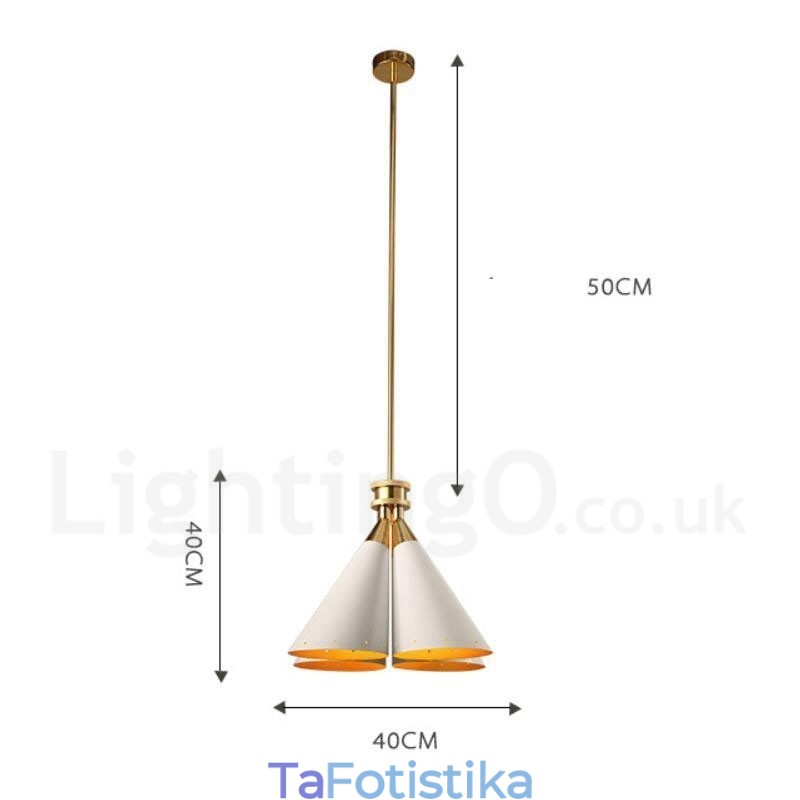 Πολυέλαιος κρεμαστός λαμπτήρας 4 ελαφρύ ρετρό ρουστίκ πολυτελές κράμα αλουμινίου με σκιά από κράμα αλουμινίου