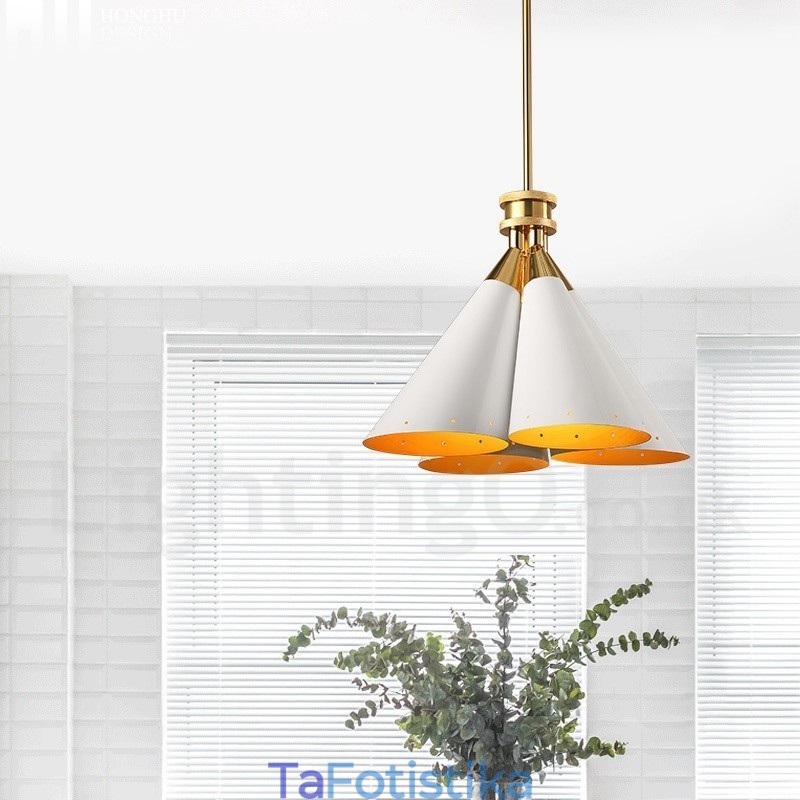 Πολυέλαιος κρεμαστός λαμπτήρας 4 ελαφρύ ρετρό ρουστίκ πολυτελές κράμα αλουμινίου με σκιά από κράμα αλουμινίου