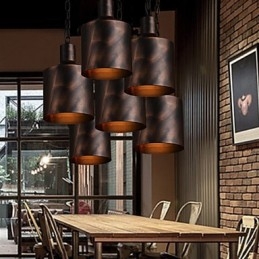 Chandelier Rustic Lodge Drum Μεταλλικό κρεμαστό φως