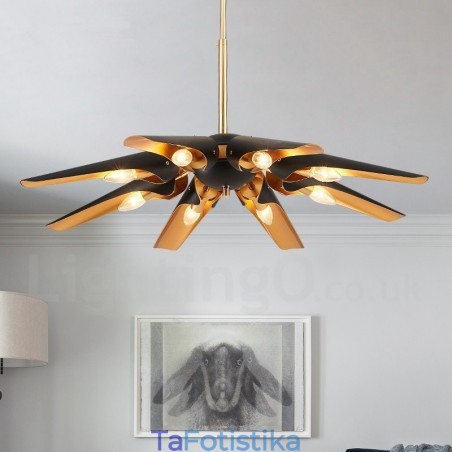 Πολυέλαιος κρεμαστός λαμπτήρας 8 ελαφρύ ρετρό ρουστίκ πολυτελές κράμα αλουμινίου με σκιά από κράμα αλουμινίου