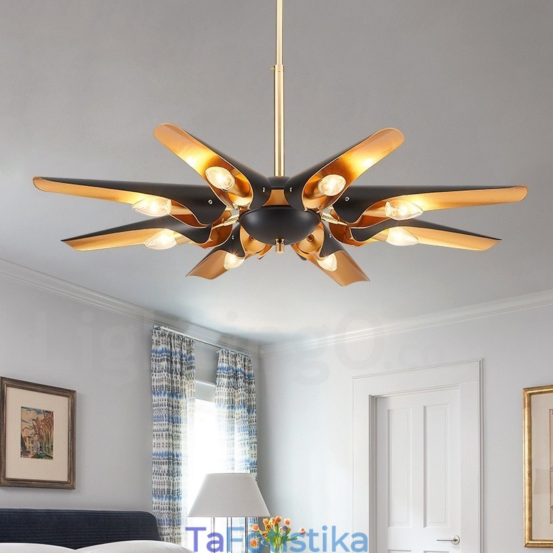 Πολυέλαιος κρεμαστός λαμπτήρας 8 ελαφρύ ρετρό ρουστίκ πολυτελές κράμα αλουμινίου με σκιά από κράμα αλουμινίου