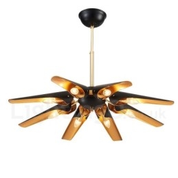 Πολυέλαιος κρεμαστός λαμπτήρας 8 ελαφρύ ρετρό ρουστίκ πολυτελές κράμα αλουμινίου με σκιά από κράμα αλουμινίου