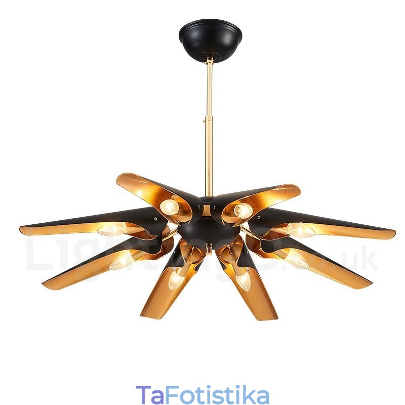 Πολυέλαιος κρεμαστός λαμπτήρας 8 ελαφρύ ρετρό ρουστίκ πολυτελές κράμα αλουμινίου με σκιά από κράμα αλουμινίου