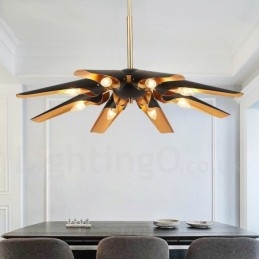 Πολυέλαιος κρεμαστός λαμπτήρας 8 ελαφρύ ρετρό ρουστίκ πολυτελές κράμα αλουμινίου με σκιά από κράμα αλουμινίου