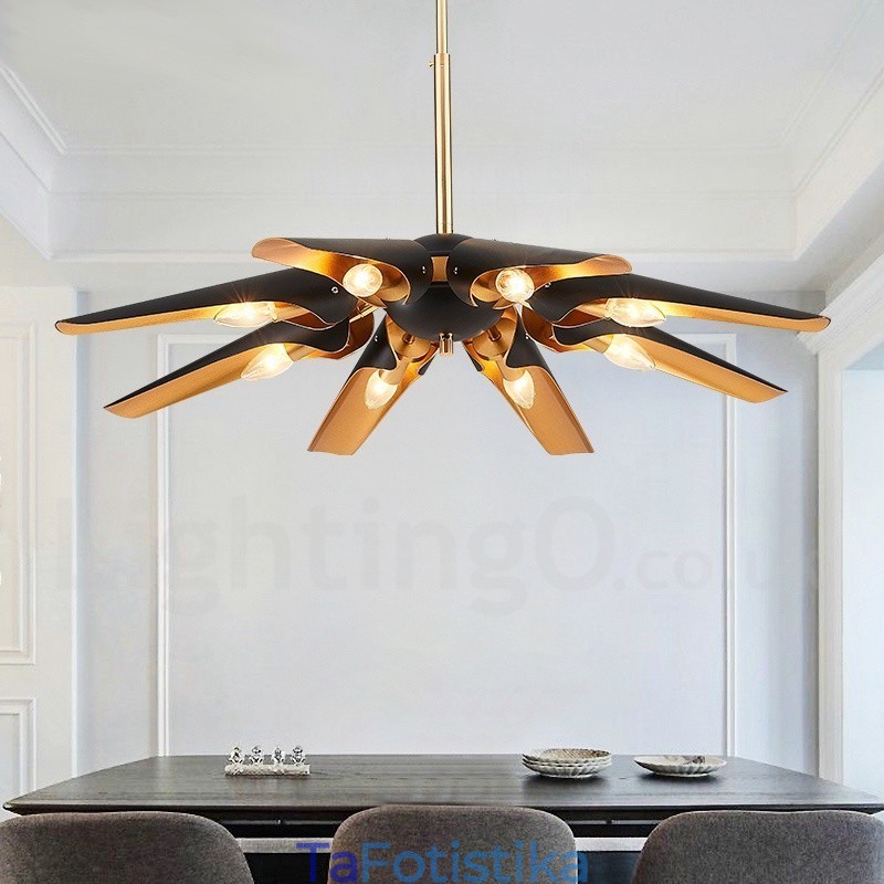 Πολυέλαιος κρεμαστός λαμπτήρας 8 ελαφρύ ρετρό ρουστίκ πολυτελές κράμα αλουμινίου με σκιά από κράμα αλουμινίου