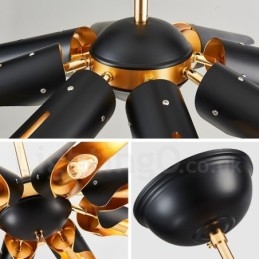 Πολυέλαιος κρεμαστός λαμπτήρας 8 ελαφρύ ρετρό ρουστίκ πολυτελές κράμα αλουμινίου με σκιά από κράμα αλουμινίου