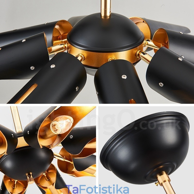 Πολυέλαιος κρεμαστός λαμπτήρας 8 ελαφρύ ρετρό ρουστίκ πολυτελές κράμα αλουμινίου με σκιά από κράμα αλουμινίου