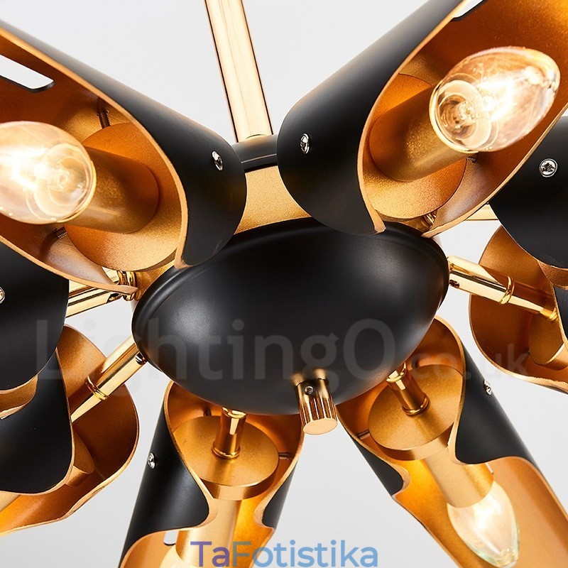 Πολυέλαιος κρεμαστός λαμπτήρας 8 ελαφρύ ρετρό ρουστίκ πολυτελές κράμα αλουμινίου με σκιά από κράμα αλουμινίου