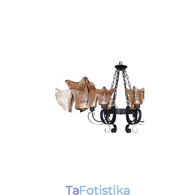 Πολυέλαιος 6 Φώτα Γυαλί Παραδοσιακό Κλασικό Vintage