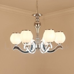 6 Light Modern Contemporary Πολυτελές κρεμαστό φωτιστικό πολυέλαιος με γυάλινη απόχρωση