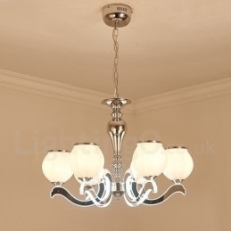 6 Light Modern Contemporary Πολυτελές κρεμαστό φωτιστικό πολυέλαιος με γυάλινη απόχρωση