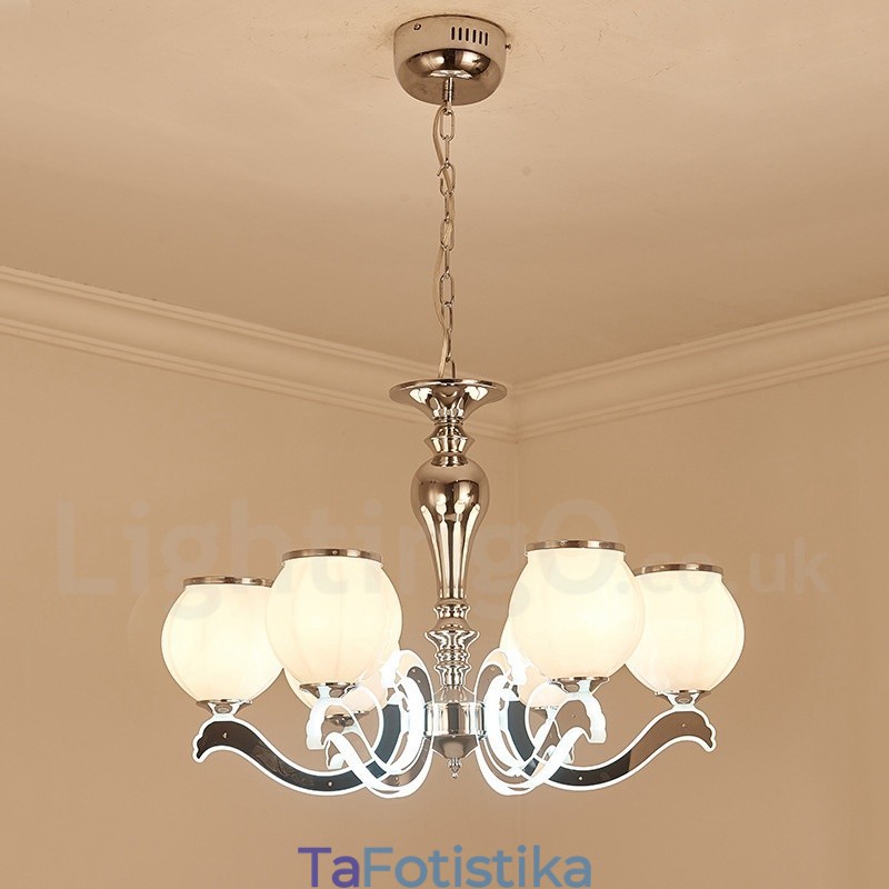 6 Light Modern Contemporary Πολυτελές κρεμαστό φωτιστικό πολυέλαιος με γυάλινη απόχρωση