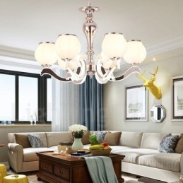 6 Light Modern Contemporary Πολυτελές κρεμαστό φωτιστικό πολυέλαιος με γυάλινη απόχρωση