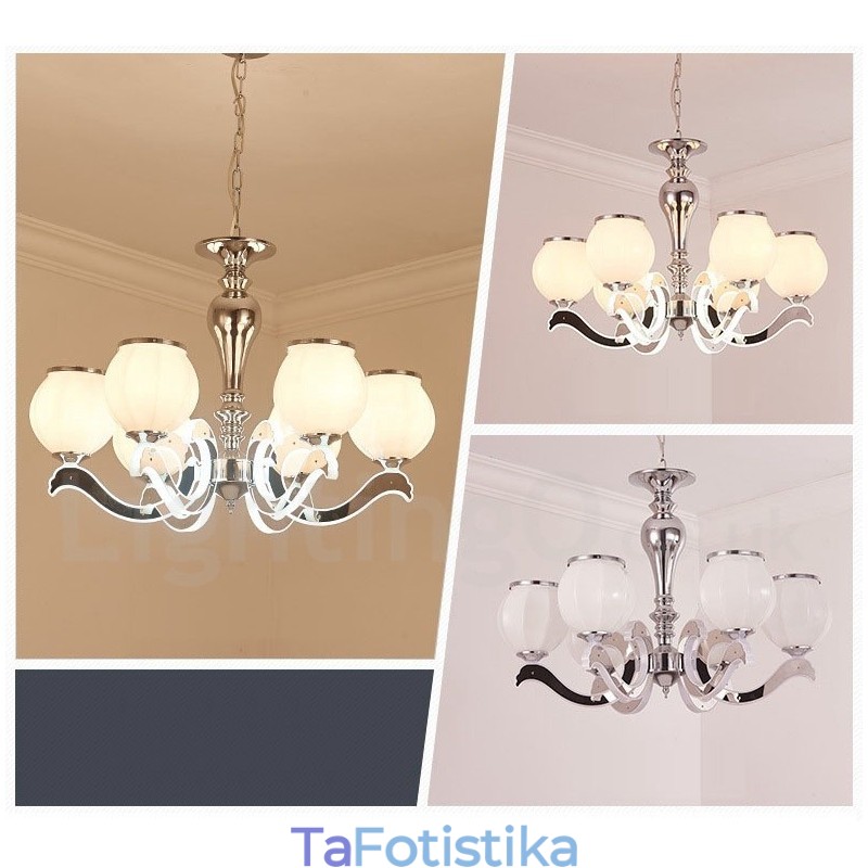 6 Light Modern Contemporary Πολυτελές κρεμαστό φωτιστικό πολυέλαιος με γυάλινη απόχρωση