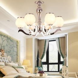 6 Light Modern Contemporary Πολυτελές κρεμαστό φωτιστικό πολυέλαιος με γυάλινη απόχρωση