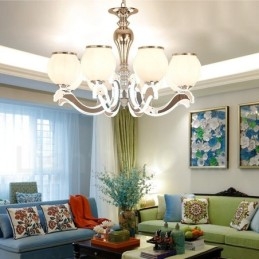 Πολυέλαιος 8 Light Modern Contemporary Κρεμαστό Φωτιστικό με Γυάλινη Σκιά