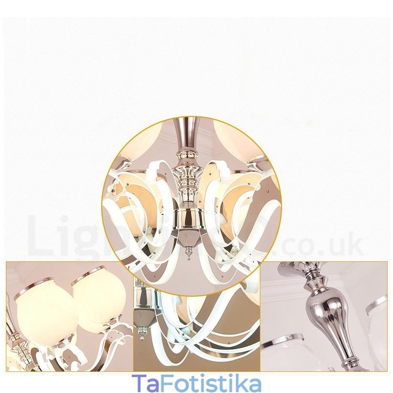 Πολυέλαιος 8 Light Modern Contemporary Κρεμαστό Φωτιστικό με Γυάλινη Σκιά