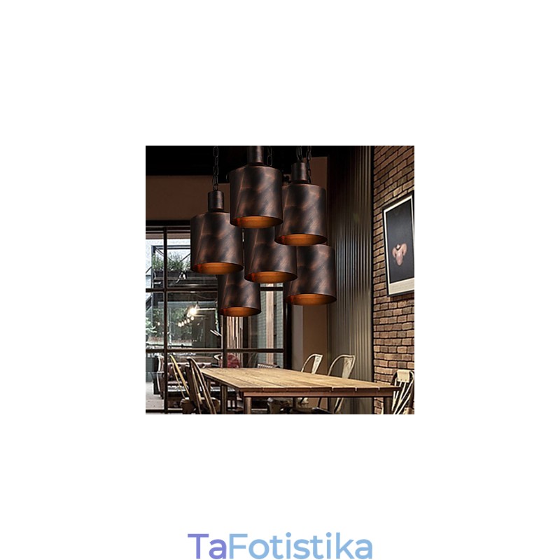 Chandelier Rustic Lodge Drum Μεταλλικό κρεμαστό φως