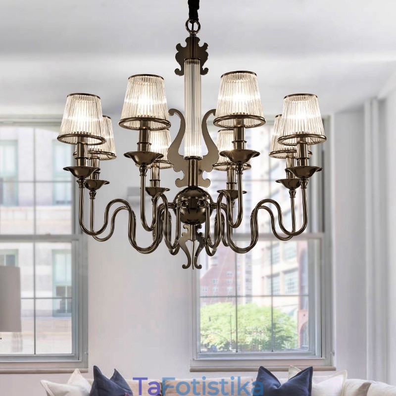 Μοντέρνος μοντέρνος πολυέλαιος 8 ελαφρού ατσάλι με ακρυλική απόχρωση