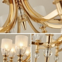 Πολυέλαιος Mediterranean 8 Light Steel με Γυάλινη Απόχρωση