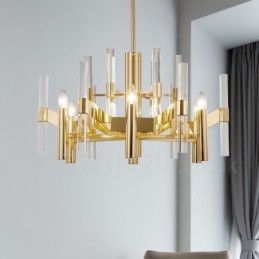 Μοντέρνος Σύγχρονος 8 Light Metal Πολυέλαιος με Κρυστάλλινη Απόχρωση