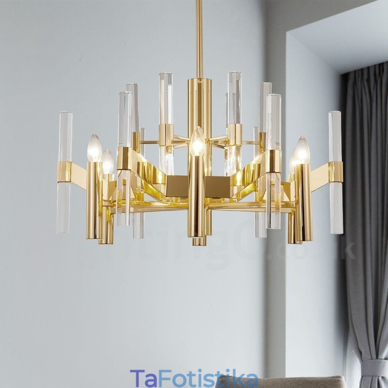 Μοντέρνος Σύγχρονος 8 Light Metal Πολυέλαιος με Κρυστάλλινη Απόχρωση