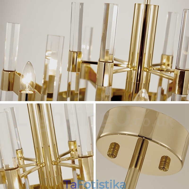 Μοντέρνος Σύγχρονος 8 Light Metal Πολυέλαιος με Κρυστάλλινη Απόχρωση