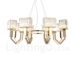 Μοντέρνο μοντέρνο 8 ελαφρύ ατσάλι κρεμαστό φωτιστικό με κρυστάλλινη απόχρωση