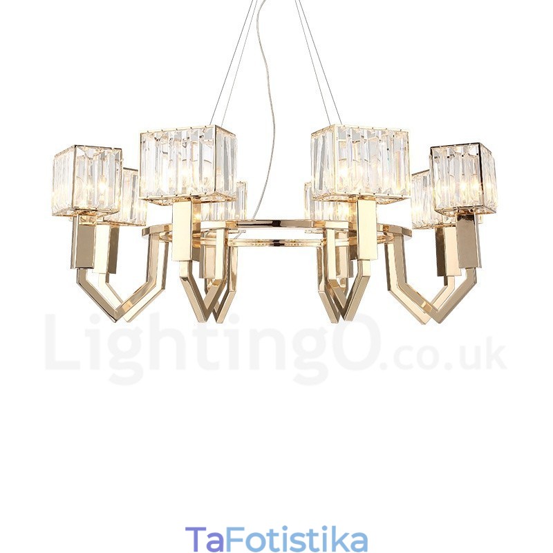 Μοντέρνο μοντέρνο 8 ελαφρύ ατσάλι κρεμαστό φωτιστικό με κρυστάλλινη απόχρωση