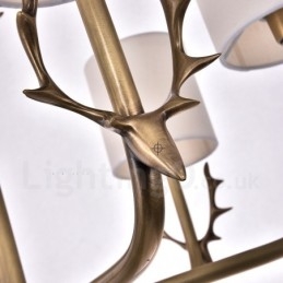 Rustic Lodge 8 Light Brass Chandelier με Υφασμάτινη Απόχρωση