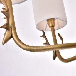 Rustic Lodge 8 Light Brass Chandelier με Υφασμάτινη Απόχρωση